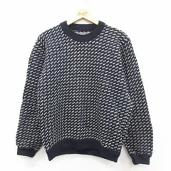 M/古着 エルエルビーン 長袖 セーター メンズ 80年代 80s バーズアイ ウール クルーネック ノルウェー製 濃紺他【spe】 26jan09のサムネイル