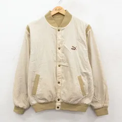 L/古着 プーマ puma 長袖 ジャケット メンズ ワンポイントロゴ リバーシブル ベージュ 26jan09