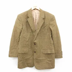 M/古着 ブルックスブラザーズ 長袖 ブランド テーラード ジャケット メンズ 千鳥格子 ロング丈 ウール カシミア カシミヤ イタリア製 ベージュ他 チェック 26jan09