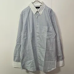 【美品】Paul Smith LONDON ポールスミス ストライプ コットン 長袖シャツ サイズM ボタンダウン 日本製 ホワイト ブルー　　　　T-70