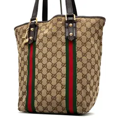 正規品 GUCCI グッチ ハンドバッグ トートバッグ GG キャンバス シェリーライン 手持ち 肩掛け 大容量 レディース シリアルあり ベージュ