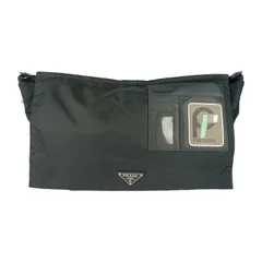 美品 PRADA プラダ ショルダーバッグ メッセンジャーバッグ 2VD013 ブラック ナイロン レザー ユニセックス フラップ クロスボディ 三角ロゴプレート