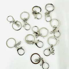 【20個セット】キーホルダー パーツ シルバー ナスカン チェーン付 二重リング