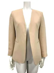 【中古】Theory セオリー　ジャケット　ベージュ　0サイズ　ノーカラージャケット　小さいサイズ＿S23＿セルモアから出品＿s-0851-r23