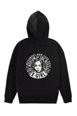 X-girl エックスガール 105261012016 CIRCLE MESSAGE AND FACE ZIP UP SWEAT HOODIE ジップパーカー BLACK 正規通販 レディース