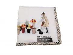 未使用 バーバリー ハンカチ スカーフ 綿 コットン 100％ チェック ホワイト ベージュ 花屋 お散歩 女性 女の人 BURBERRY レディース メンズ