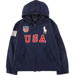 古着 ラルフローレン Ralph Lauren POLO by Ralph Lauren 星条旗柄 ビッグポニー コットン×ナイロンパーカー メンズXL相当/eaa617711