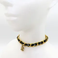 ≪値下げ≫【中古】CHANEL シャネル ココマーク 96 チェーン チョーカー ネックレス エナメルレザー ラインストーン ブラック ゴールド アンティーク アクセサリー ジュエリー レディース プレゼント A2401408 【無料ギフトラッピング承ります】