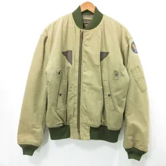 【三重本店】 中古 HOUSTON | ヒューストン ミリタリージャケット A-11B ロゴプリント裏ボアフライトジャケット SCOVILLファスナー U.S.AIR FORCES 米軍 3219-B ベージュ カーキ サイズ：40 【93】