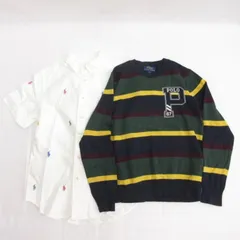 ポロ ラルフローレン POLO RALPH LAUREN ポニー シャツ 半袖 セーター 長袖 2点セット 10-12 ホワイト グリーン M ■TC