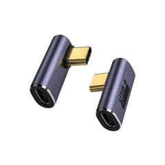 USB4.0 Type C 変換アダプター USB C メス → オス 変換コネクター 2個セット 90°曲げ ミッドベンド L字 L型 PD 100W 急速充電 40Gbps 高速データ転送 8K 120Hz 映像出力 タイプC 互換Thunder ...