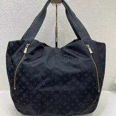 131　russet　ラシット　トートバッグ　 モノグラム　総柄　ブラック×ネイビー系　 黒　紺　ナイロン　レザー　バッグインポーチ　 レディース