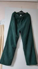 グリーンコーデュロイワイド起毛パンツ