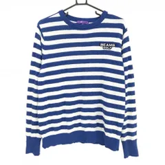 ビームスゴルフ セーター ブルー×白 ボーダー ワッペン  メンズ XL ゴルフウェア BEAMS GOLF