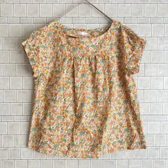 テチチ　Te chichi　花柄　トップス　半袖　日本製　【M】　オレンジ系　薄手　レディースのサムネイル