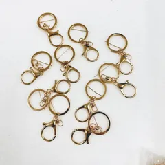 【10個セット】キーホルダー パーツ ローズゴールド ナスカン 二重リング