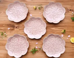 ★メルカリショップは在庫ある商品はSOLDマークは付きません。購入時お気をつけ下さい※おまとめ購入はコメント下さい★5枚セット★瀬戸焼★　ピンク花貫入皿　花形皿　お祝い　ひな祭り　節句　お花見　スイーツ　和菓子　豆皿 和皿 小皿 取皿