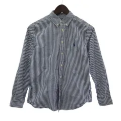 ポロ ラルフローレン POLO RALPH LAUREN キッズ ボタンダウンシャツ ストライプ 長袖 ブルー M 10-12
