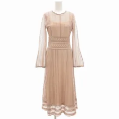 スナイデル SNIDEL 美品 レースJQニットワンピース ロング ジャガード 長袖 キャミワンピ付 シアー 袖フレア F ピンク SWNO242077 /GV