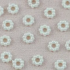 No.465 【100個セット】お花 パールビーズ 6mm ホワイト デコパーツ ハンドメイド