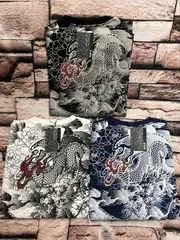 送料無料！【龍】胸刺繍&バックプリント入り！綿１００%和柄 長袖Ｔシャツ(画像から)１枚