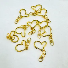 【10個セット】ハート型 ナスカン ゴールド キーホルダーパーツ