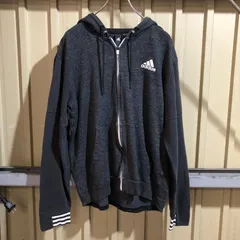 1993 adidas ジップアップパーカー ブラック M アディダス フルジップ スウェット ワンポイント プリントロゴ 古着卸 アメリカ仕入
