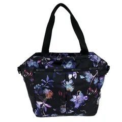 LESPORTSAC(レスポートサック) トートバッグ - 黒×パープル×マルチ 花柄