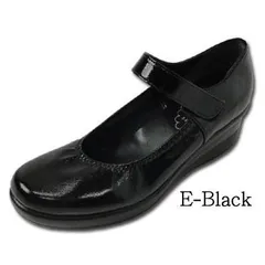 エナメルブラック　First Contact(ファーストコンタクト)　日本製 美脚 カジュアルパンプス レディース ウエッジソール　041