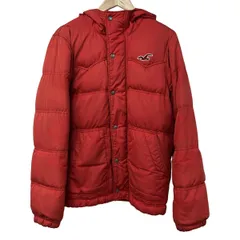 Hollister(ホリスター) ダウンジャケット サイズM メンズ - レッド 長袖/ジップアップ/秋/冬