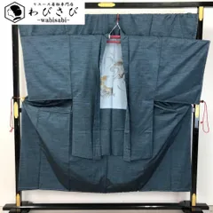 男着物 アンサンブル 紬 熨斗目花色 しつけ糸 キングサイズ M-1110