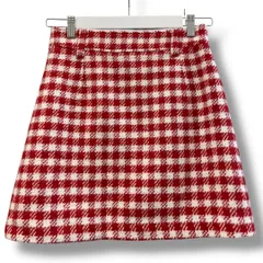MARYQUANT マリークワント チェックミニスカート 224-204700-100-3 ウール混 コットン混 チェック柄 赤系 size M レディース 冬 ゴーゴー古着久喜倉庫店 草3422のサムネイル