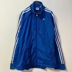 adidas アディダス ナイロンジャケット レディースL 薄手 トラックジャケット ウィンドブレーカー ブルー 青　　　　T-72