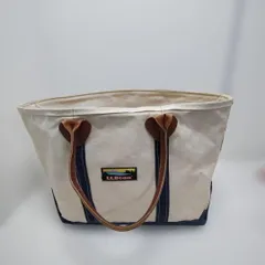 LLBean キャンバストートバッグ ネイビー レザーハンドル 大容量 定番モデル ロゴ刺繍 生成り 紺色 メンズ レディース 通勤 通学 アウトドア 260226-9T