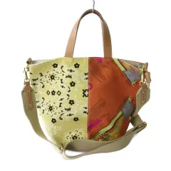 マニプリ manipuri ハンドバッグ ショルダーバッグ キャンバス 2WAY バンダナ柄 オレンジ イエロー