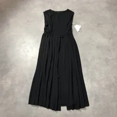 WH165●resil：タグ付き プリーツドッキングノースリーブワンピース ペチワンピース付き●38● 黒 定価￥31000- 日本製 ロング セレモニー