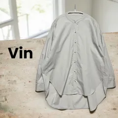 Vin ヤマダヤ SCOTCLUB系列 バンドカラー オーバーシャツ ブラウス グレージュ パールボタン 日本製 綿100% 9号 Mサイズ Lサイズのサムネイル