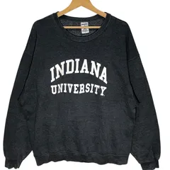 JERZEES/ジャージーズ 90-00年代/90'-00s ヴィンテージ カレッジロゴ INDIANA UNIVERSITY スウェット トレーナー 長袖 フロントプリント オーバーサイズ クルーネック Honduras製 XLサイズ  グレー