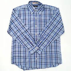 長袖シャツ ボタンダウン 重ね着 フルハウス ブルー メンズ チェック柄 Mサイズ AOM2-29