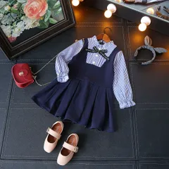 子供服 女の子 キッズドレス フォーマルワンピース スーツ レイヤード ブラウスワンピース ストライプ柄 可愛い 華やか 入学式 卒園式 入園式 保育園 保育所 発表会 退所式