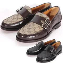 GUCCI グッチ バックル ローファー 762312 17X30 ブラック/1000 ブラウン/2143 GGスプリーム レザー モカシン モンクストラップ ドレスシューズ スリッポン 靴 シューズ メンズ【新品・本物】売れ筋
