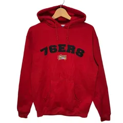 NBA/エヌビーエー Philadelpia 76ers パーカー フーディー プルオーバー 長袖 フロント刺繡 INDONESIA製 Mサイズ レッド