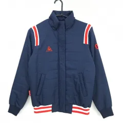 ルコックゴルフ 中綿ジャケット ネイビー×レッド×白 胸ロゴ刺しゅう レディース M ゴルフウェア le coq sportif
