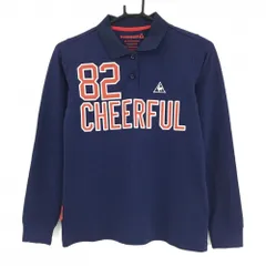 ルコックゴルフ 長袖ポロシャツ ネイビー×レッド ロゴ白 プリント レディース L ゴルフウェア le coq sportif