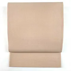 たんす屋 リユース帯 帯 （中古）袋帯 ピンクベージュ カジュアル 全通  紬地 無地 絹 洗い済 7650003865910