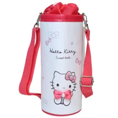 ハローキティ ペットボトルホルダー ショルダー付き保冷ボトルケース モノクロリボン サンリオ カミオジャパン アウトドア水筒 キャラクター グッズ 