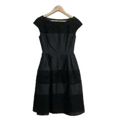 Rene(ルネ) ワンピース サイズ36 S レディース美品  - 黒 クルーネック/半袖/ロング/シルク/刺繍/TISSUE