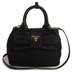 プラダ 1BG005 テスートボンバー TESSUTO BOMBER テスートボンバー ナイロン レザー NERO ネロ ブラック 2way ショルダー ハンドバッグ 斜め掛け ゴールド金具 PRADA（未使用　展示品）