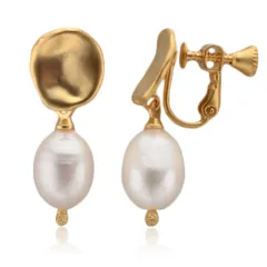 [R-days代官山] 淡水パール ドロップ バロック イヤリング ゴールド カラー レディース 揺れる おしゃれ シンプル ネジバネ パール 卒園式 入園式 卒業式 入学式 日本製 （ゴールドカラー×イヤリング）