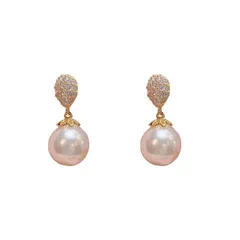 淡水パールピアス 925シルバー パール イヤリング ス ピアス レディース 人気 金属アレルギー対応 (ドロップ型ジルコニア)